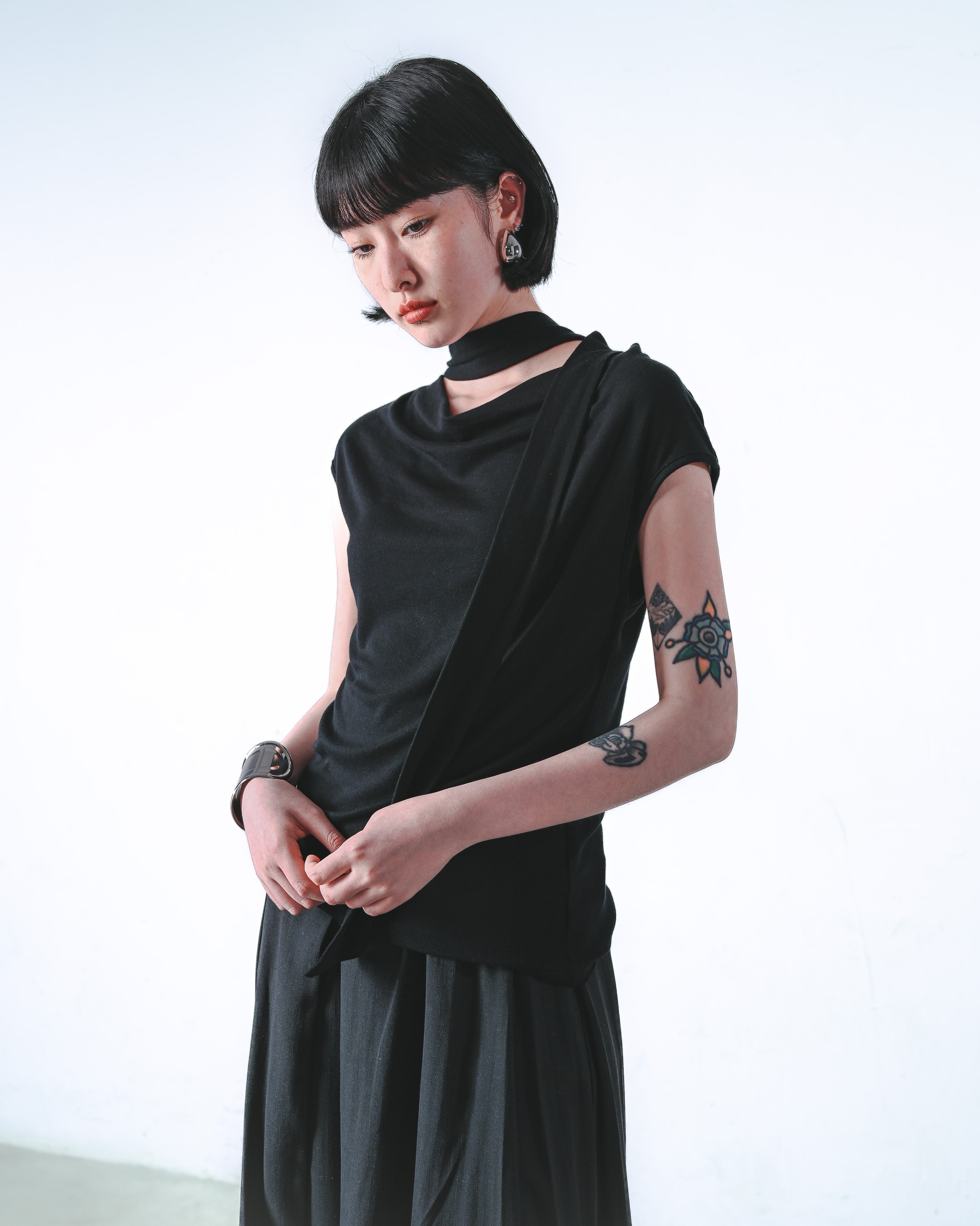 Tie‑Neck Knit Top