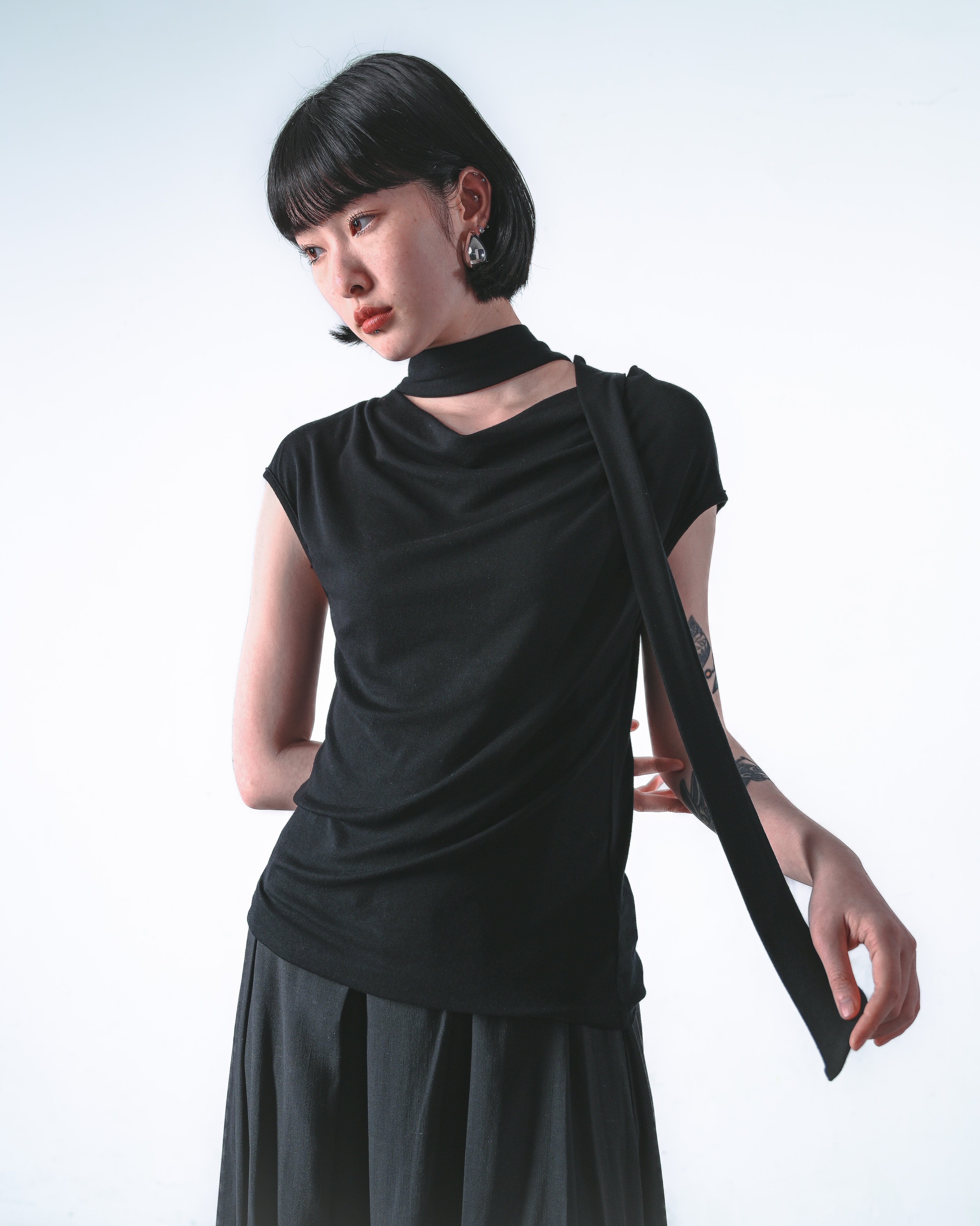 Tie‑Neck Knit Top