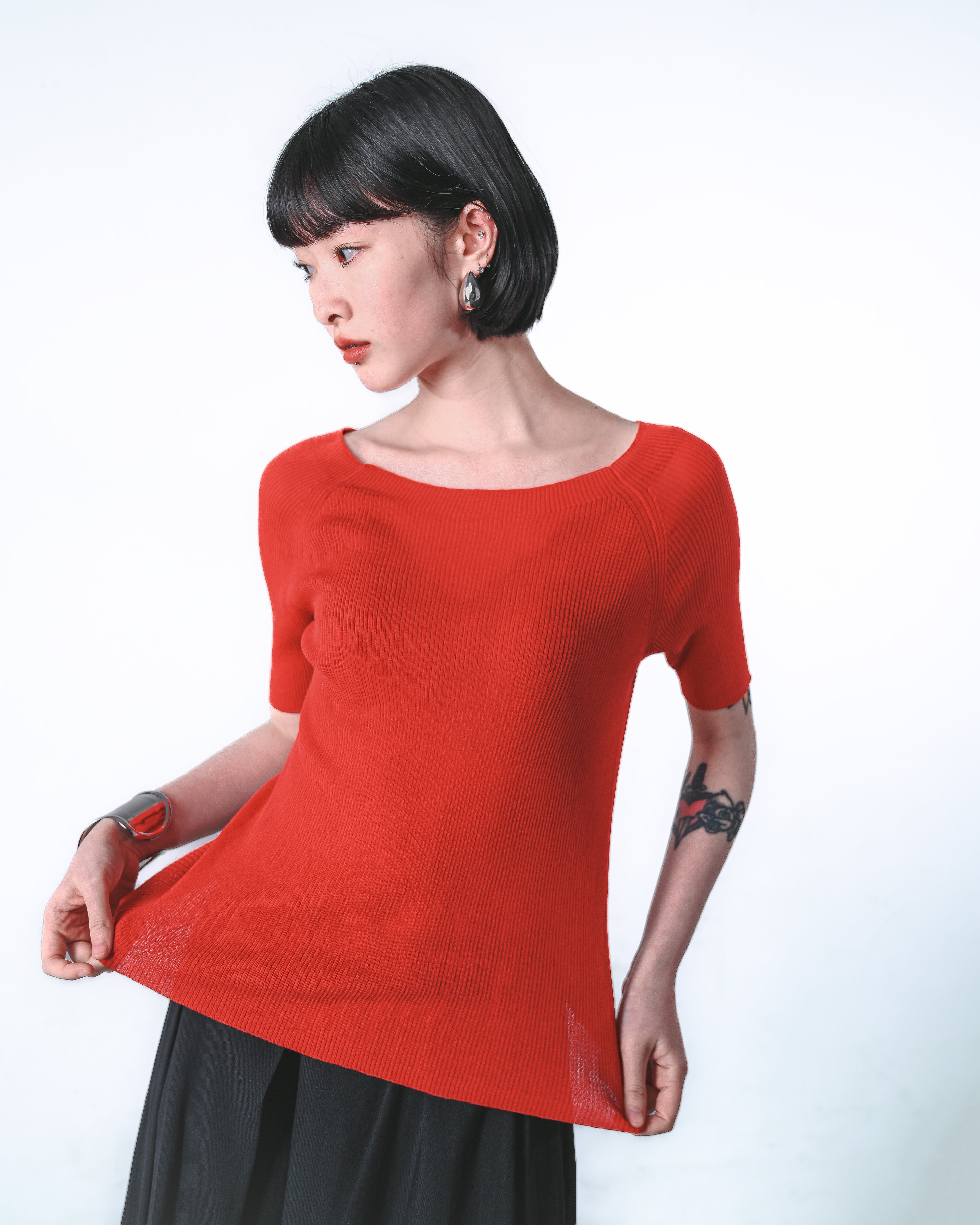 Sheer-Back Knit Top