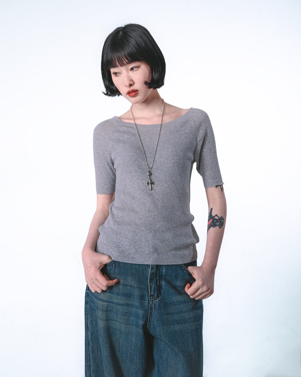 Sheer-Back Knit Top