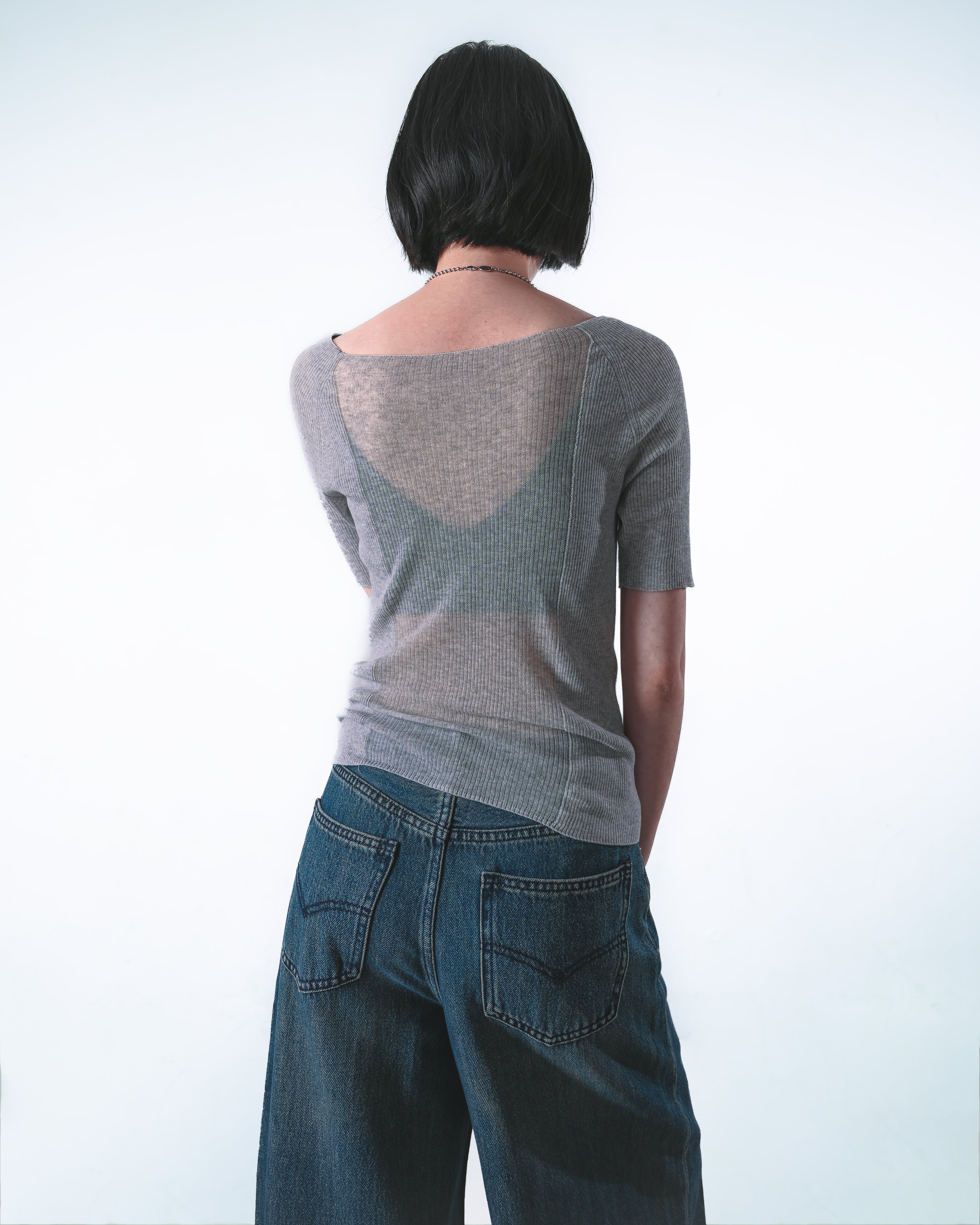 Sheer-Back Knit Top