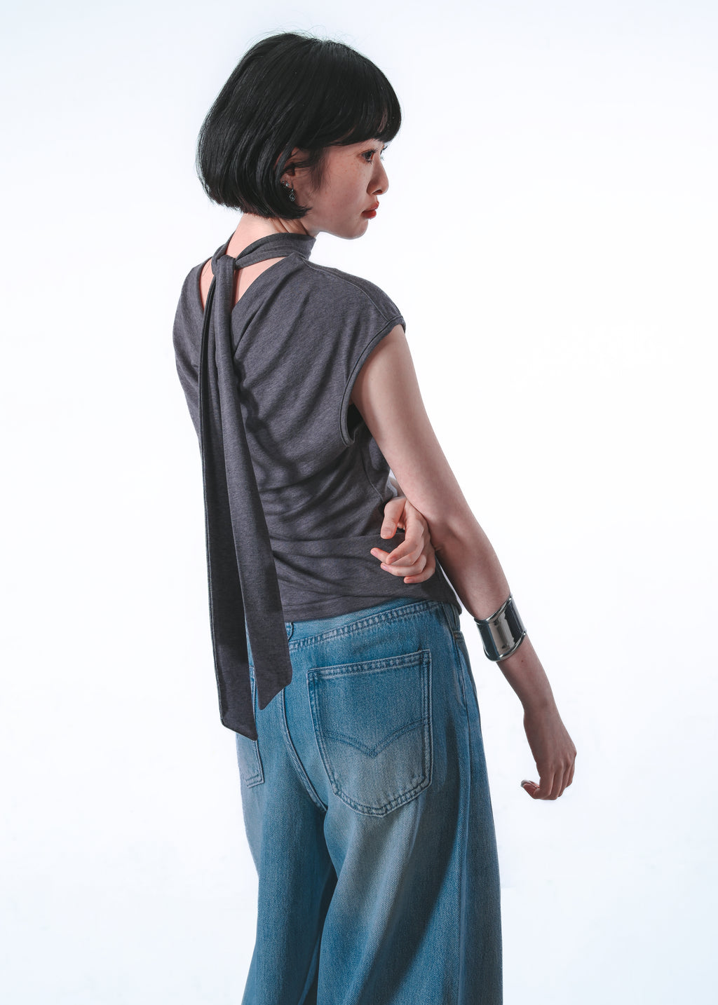 Tie‑Neck Knit Top