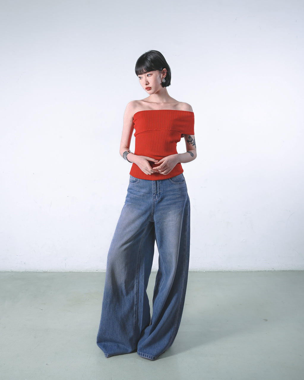 One-Shoulder Knit Tube Top