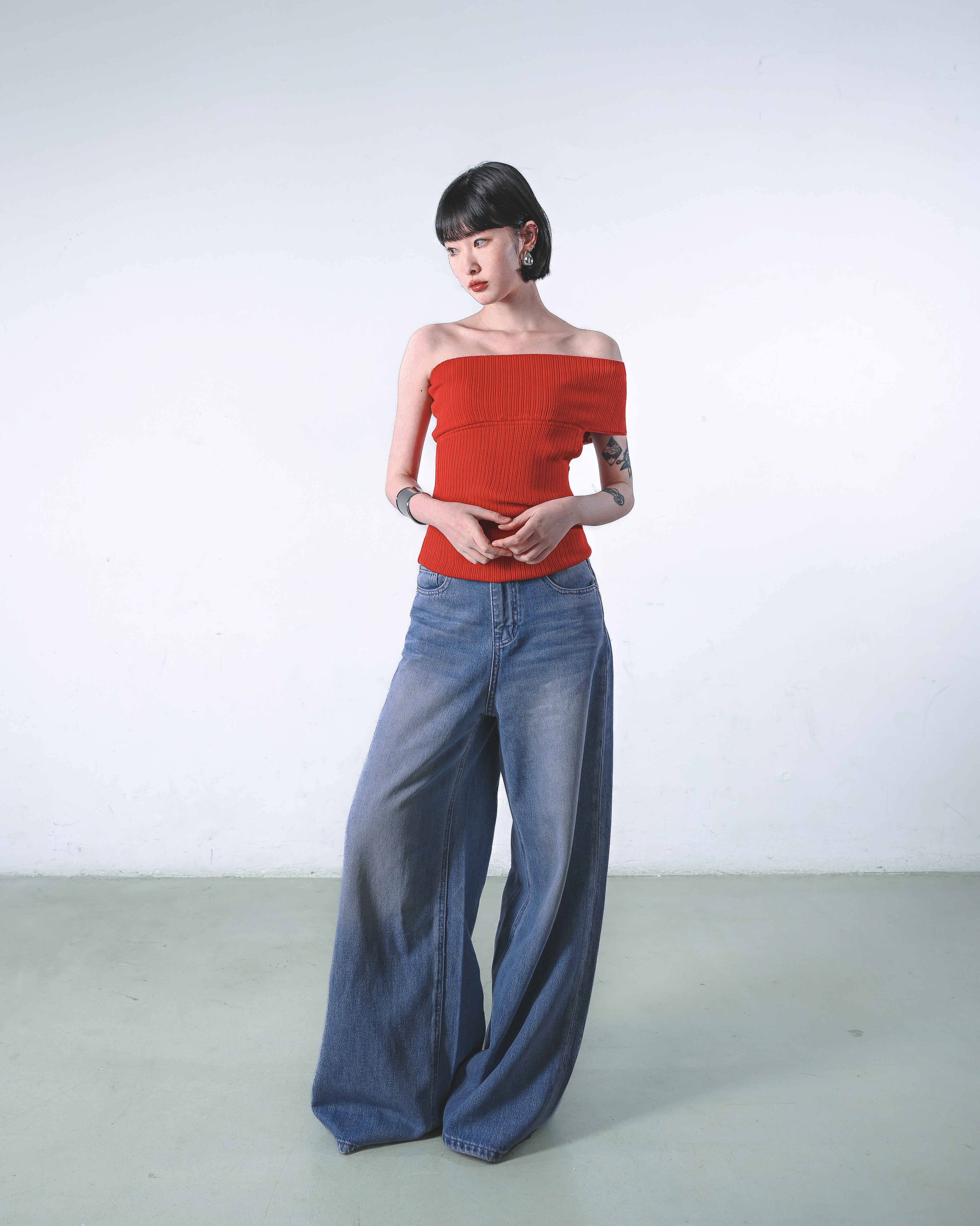 One-Shoulder Knit Tube Top