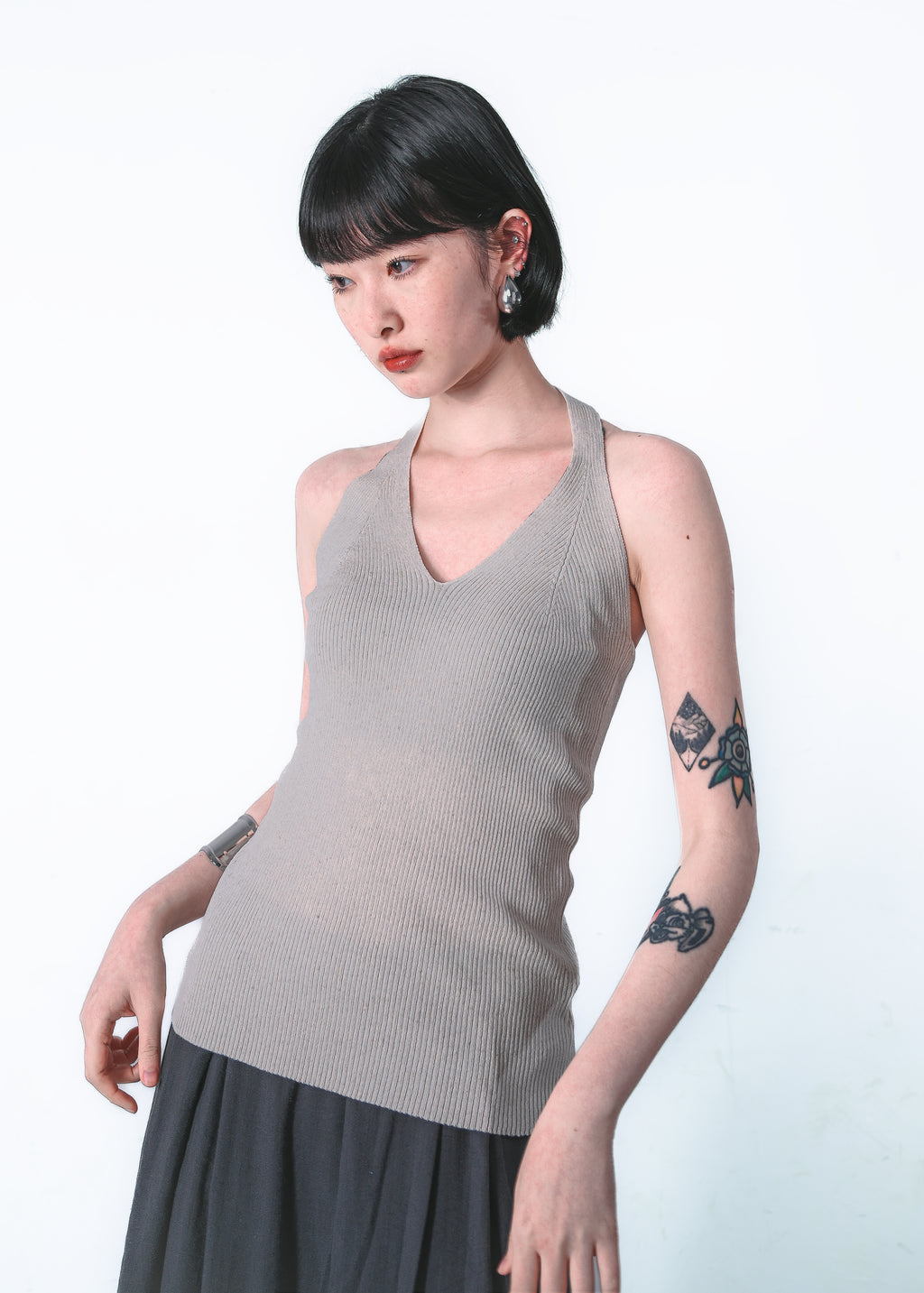 V‑Neck Open‑Back Knit Cami