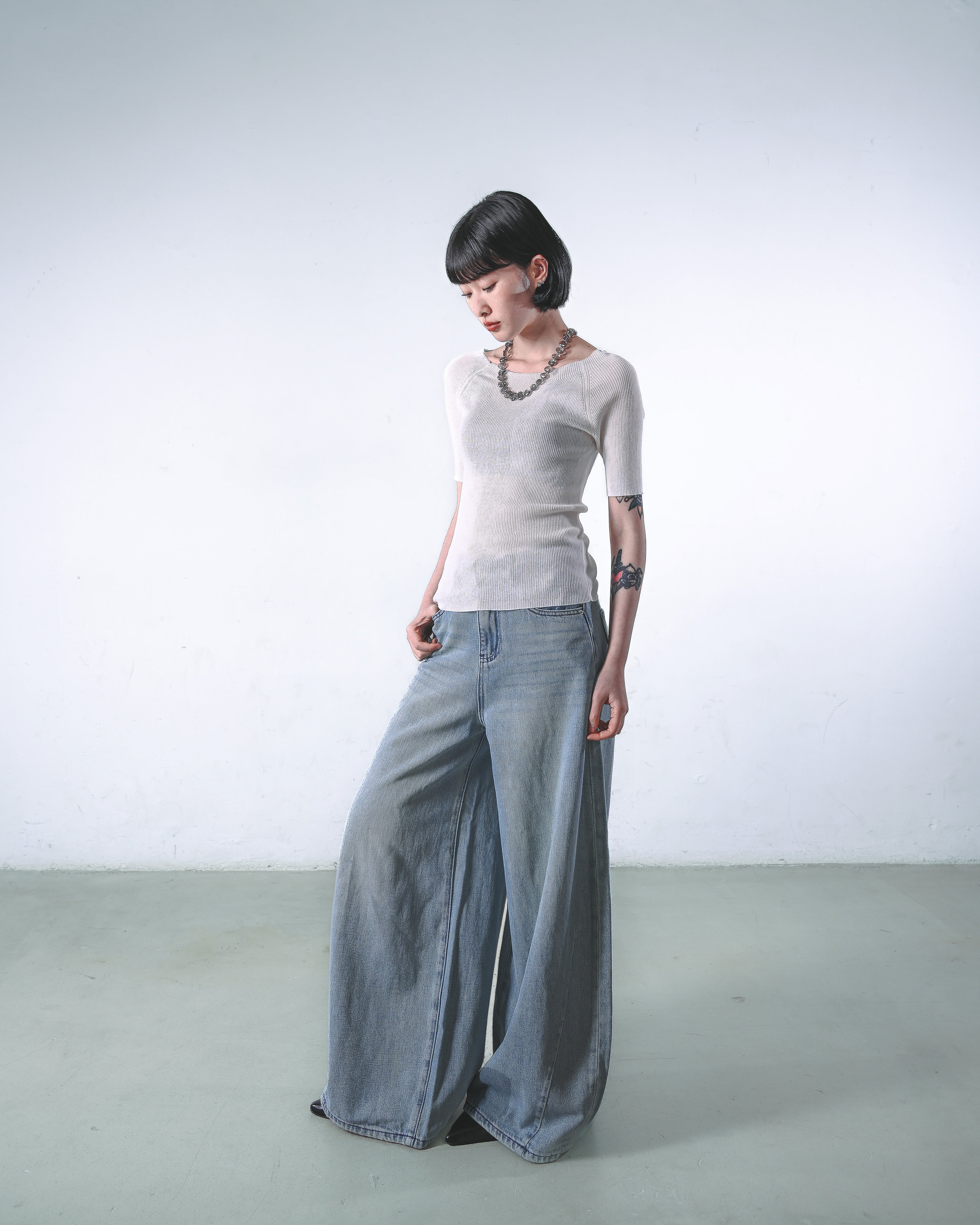 Sheer-Back Knit Top