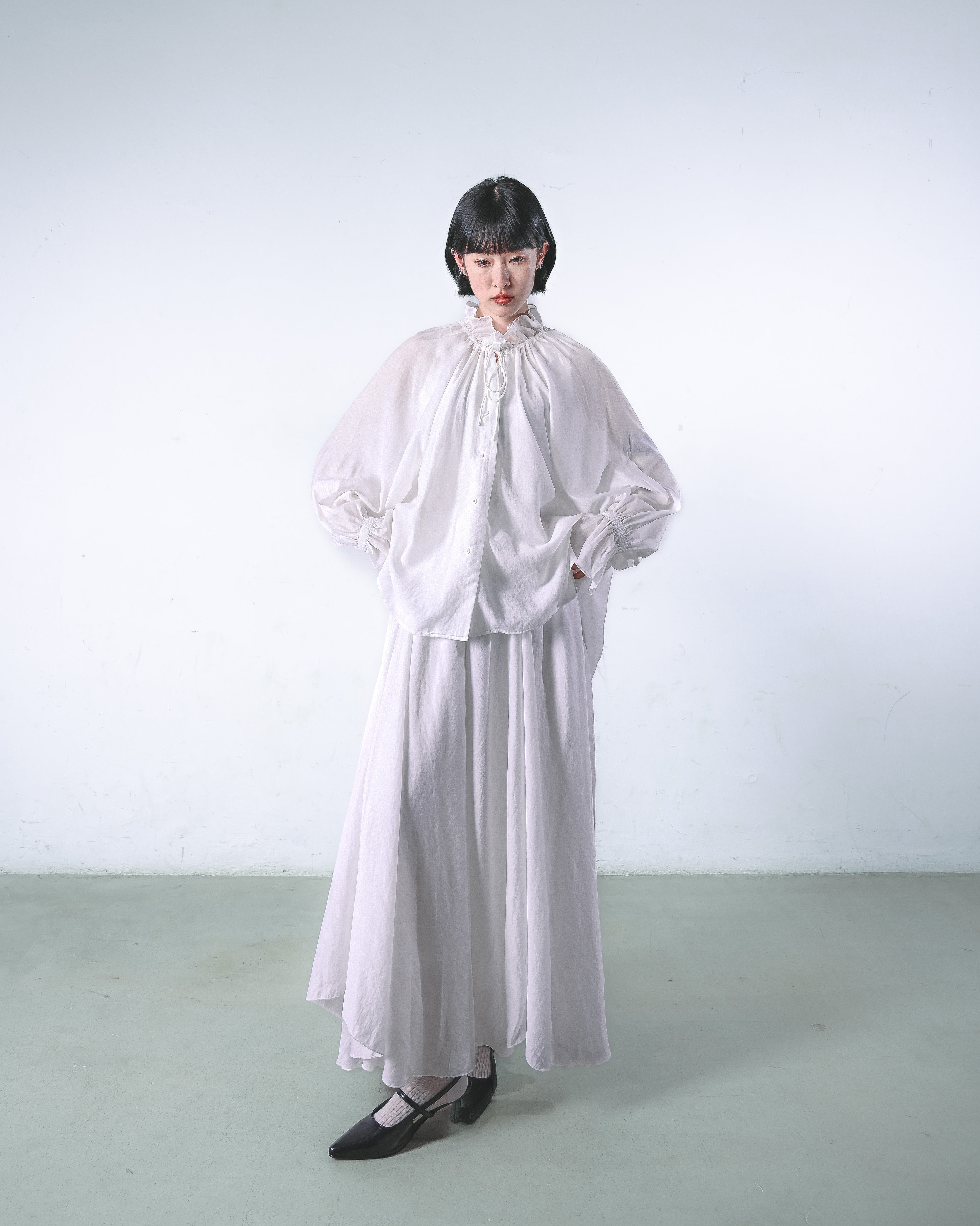 Ruffle-Neck Spring Blouse