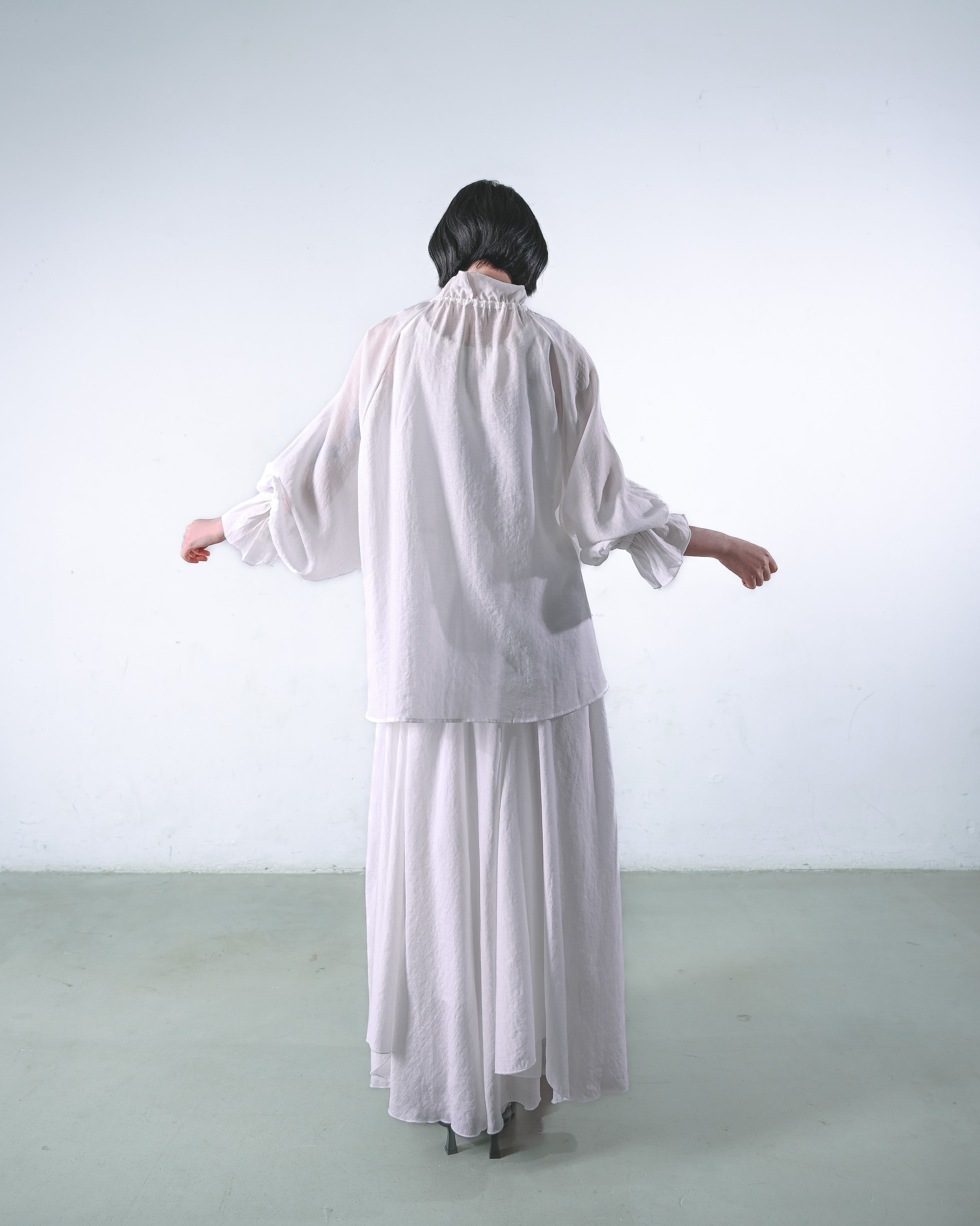 Ruffle-Neck Spring Blouse