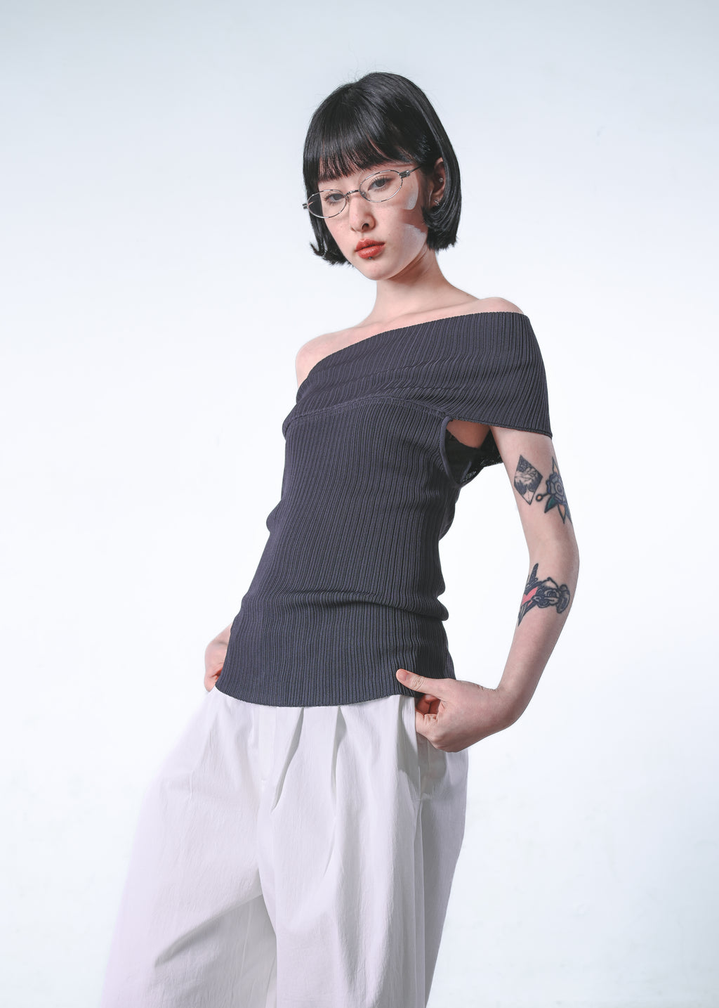 One-Shoulder Knit Tube Top