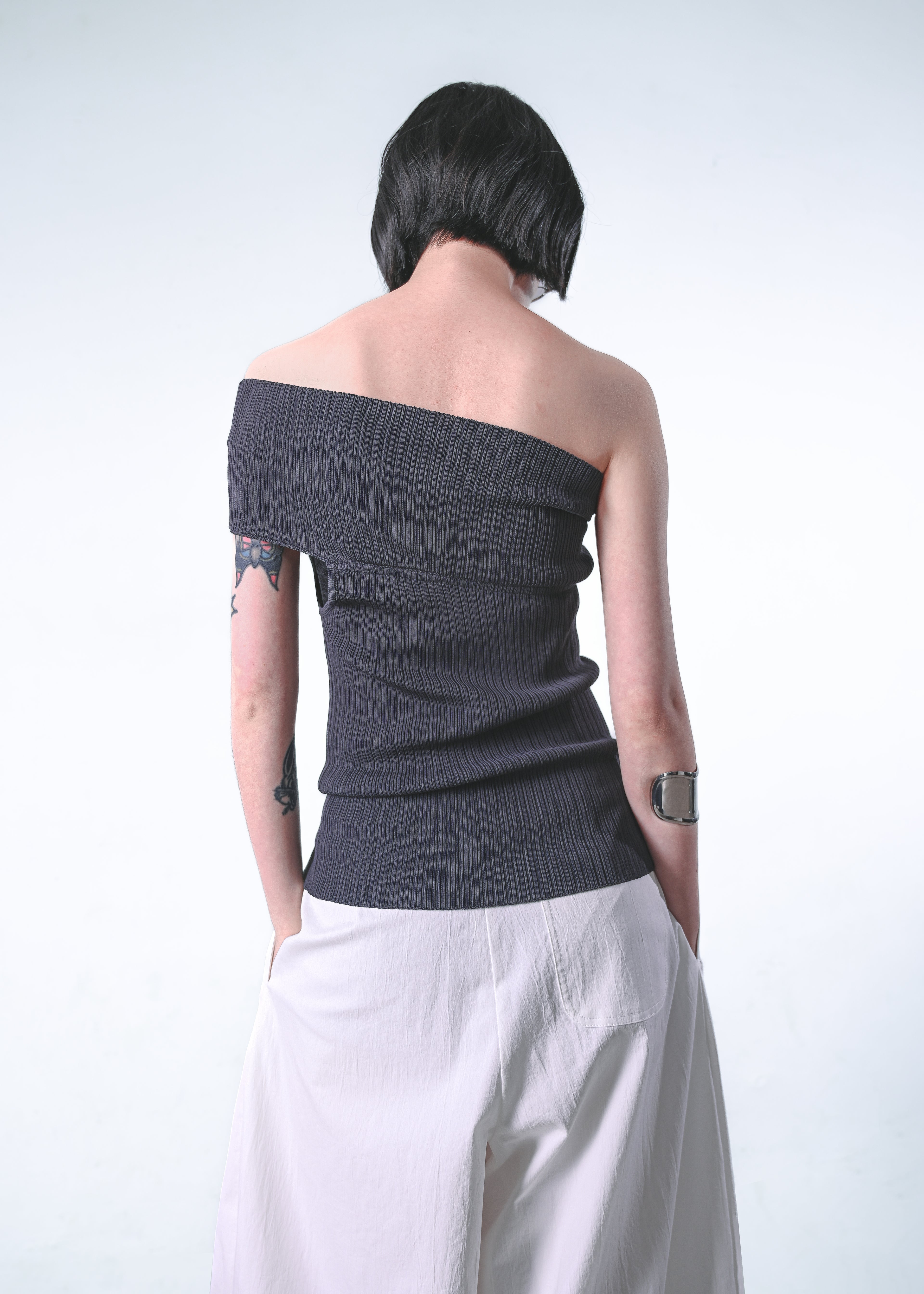 One-Shoulder Knit Tube Top