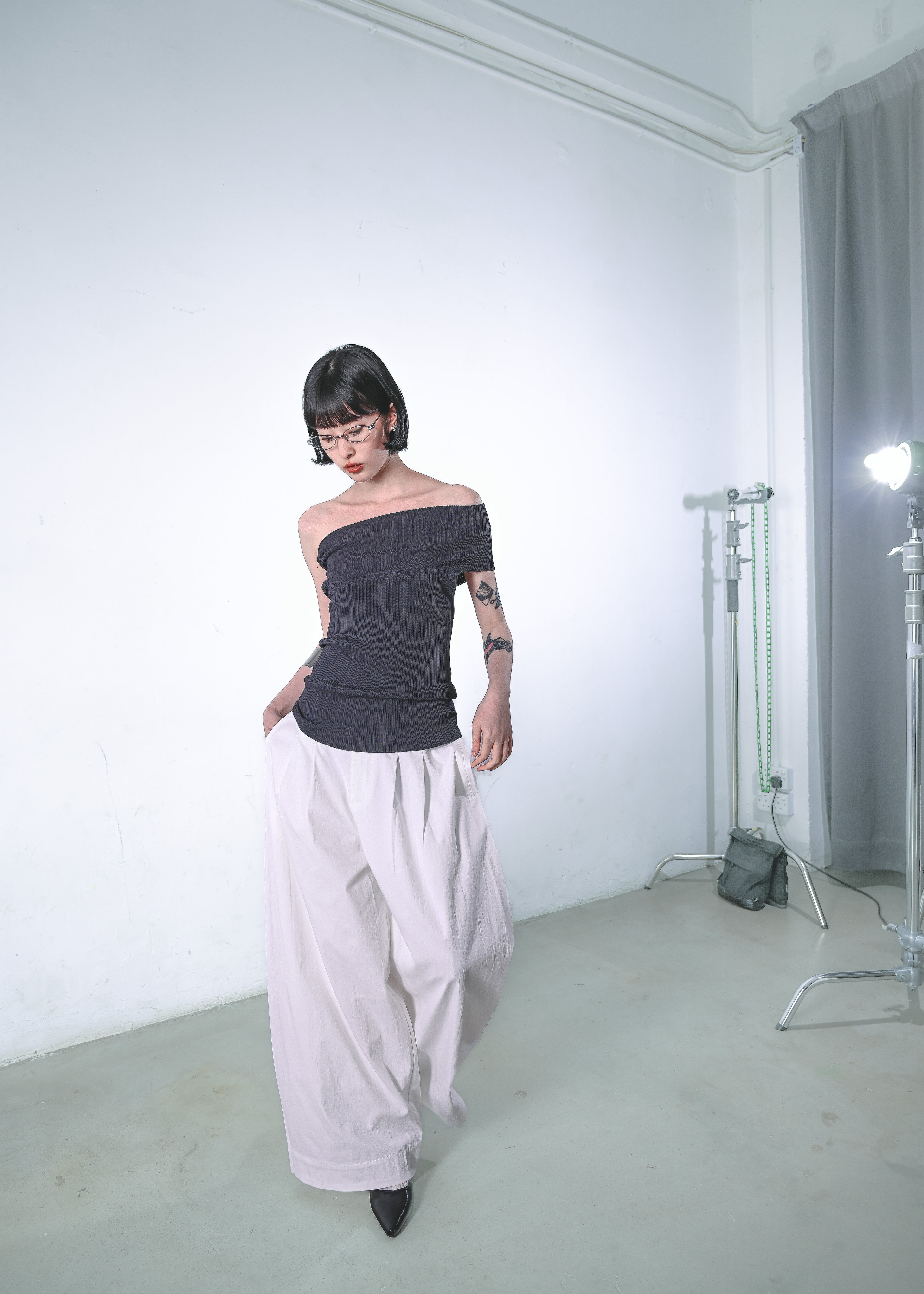 One-Shoulder Knit Tube Top