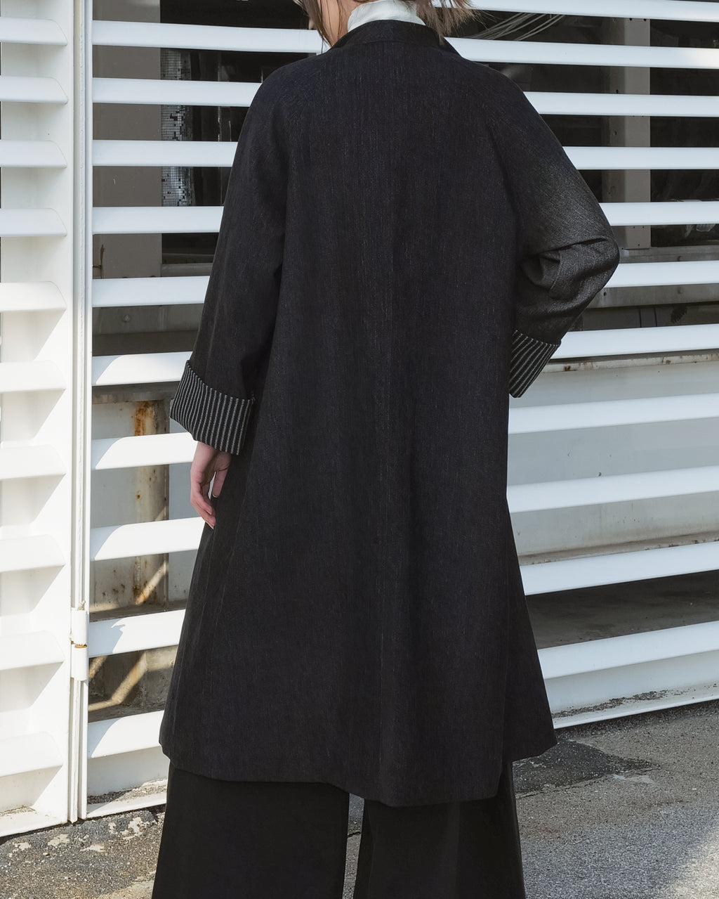 Padded Lapel Long Trench Coat